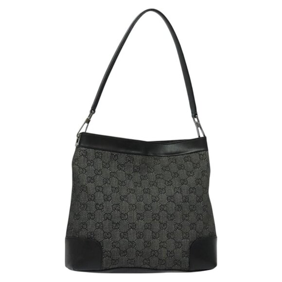 GUCCI GG Canvas Shoulder Bag Outlet Black Silver 143745 Auth 127017 - Picture 1 of 16